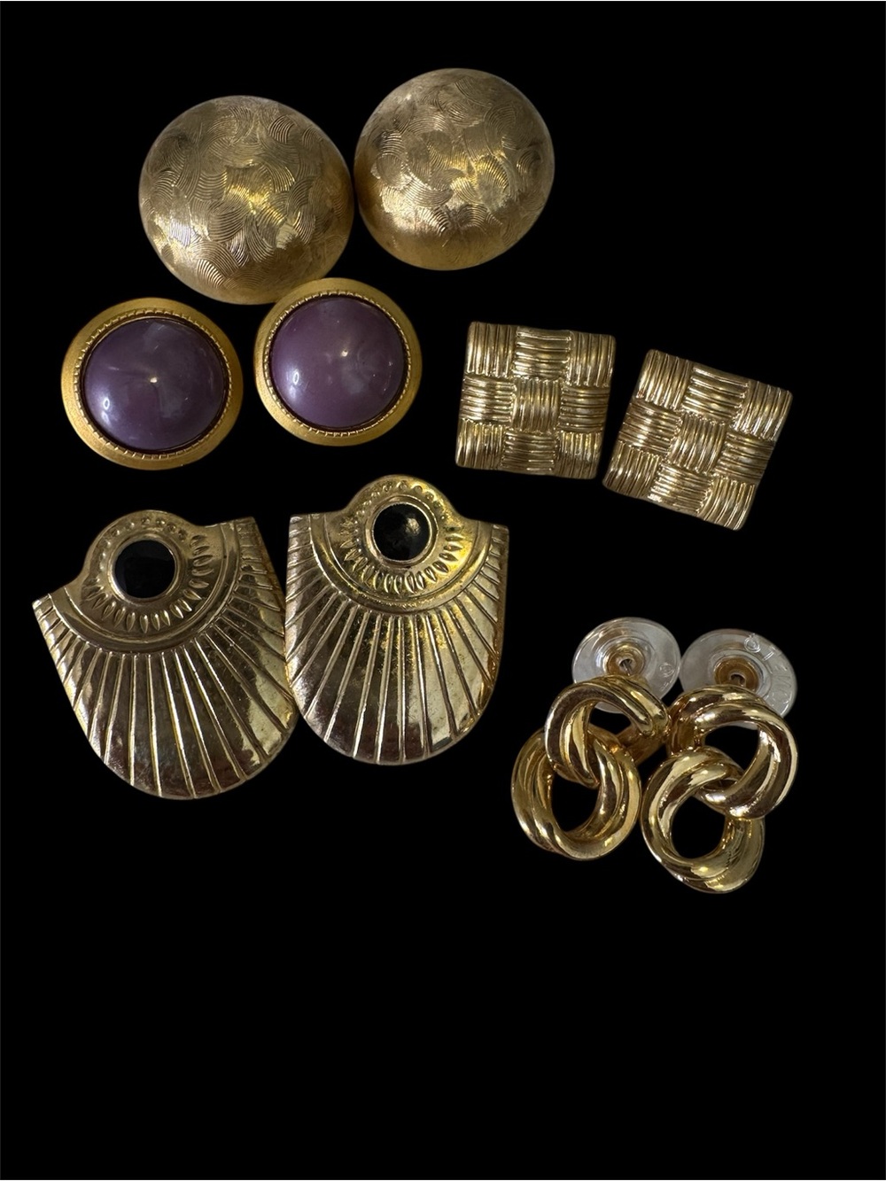 Vintage Gold-Tone Mixed Stud Earring Bundle